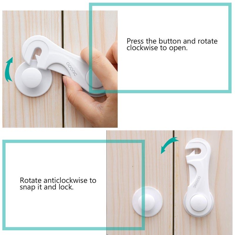 Adoric Cabinet Locks - Adoric Life Child Safety Locks 4 Pack - Baby Safety Cabinet Locks - Baby Proofing Cabinet Kitchen System with Strong Adhesive Tape - Image 3